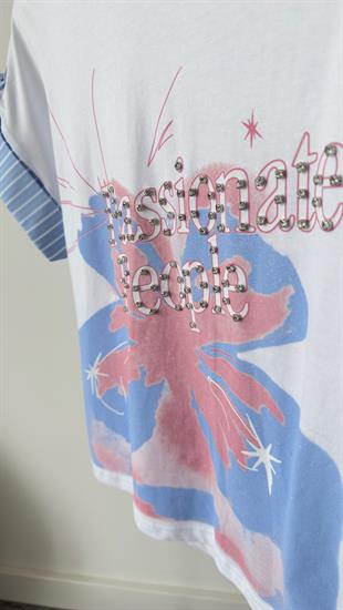 Pezu Taşlı Poplin Detay Tshirt