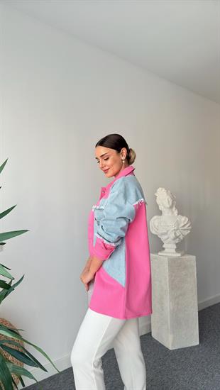 Porte Kot Garnili Salaş Pembe Ceket