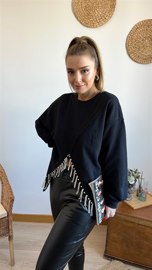 Taş Detaylı Tasarım Sweatshirt