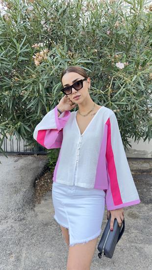 Marka Model Pembe Renk Geçişli Bluz