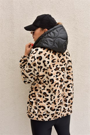 Leopar Desenli İnce Mont
