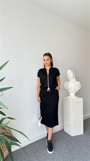 Siyah Ludo Garnili Etekli Modal Takım