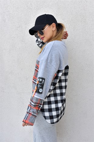 Ekose Garnili Gri Sweatshirt	