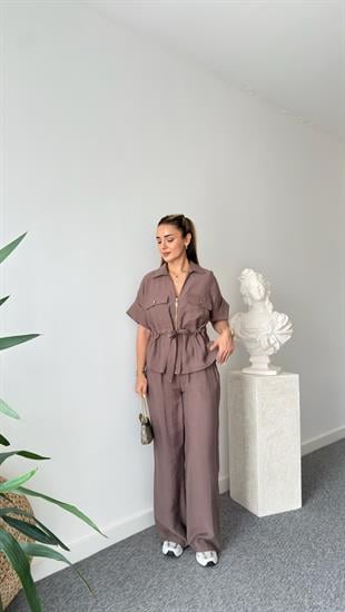 Kahve Resa Gold Fermuarlı Tensel Takım