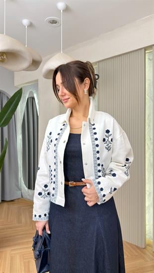 Forest Nakış Detaylı Gabardin Ceket