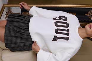 Soul Nakış Yazı Detaylı Salaş Sweatshirt