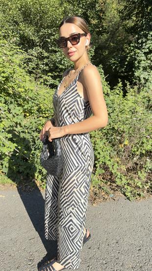 Çizgi Desenli Tulum