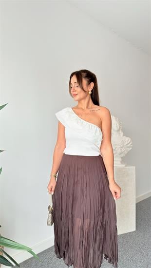 Tek Omuz Fırfrlı Bluz