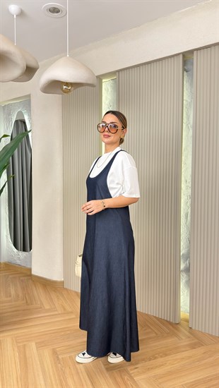 Lacivert Nantes Tensel Elbise Tshirt Takım