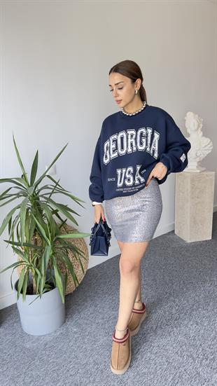 Georgıa İşleme Lacivert Sweatshirt