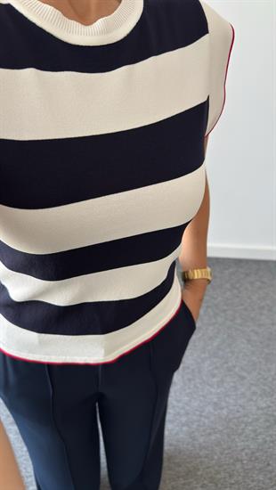 Çizgili Çift Renk Triko Atlet