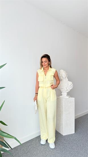 Sarı Gjen Fermuarlı İkili Takım