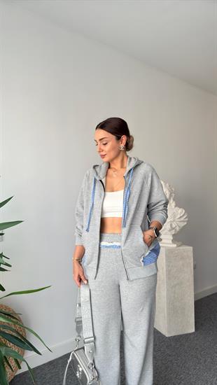 Marka Model Poplin Detaylı Gri Eşofman Takımı 