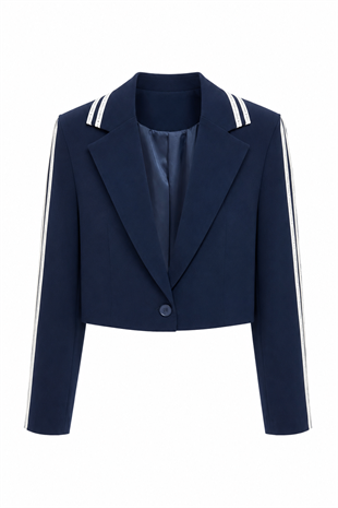 Ronne Şerit Detaylı Crop Blazer Ceket