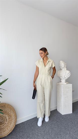 Selvie Bej Önden Fermuarlı Tulum