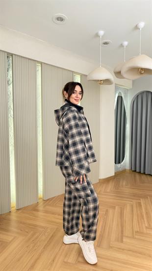 Loreti Ekose Desenli Ceket Pantolon Takım