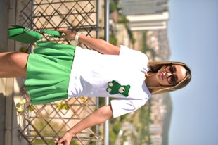 Ayıcık Nakış Detaylı Beyaz Tshirt