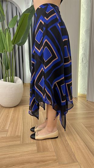 Lenna Desenli Asimetrik Zra Model Etek