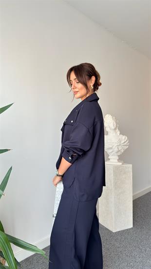 Lacivert Koe Çıtçıtlı Modal Takım