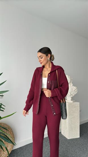 Camilo Paraşüt Garnili Bordo Triko Takım