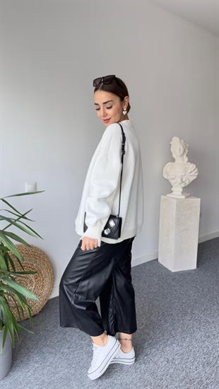 Fermuarlı Taş Detay Orj Model Ekru Tasarım Sweat 