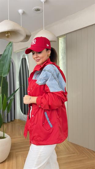 Denim Mix Kırmızı Premium Ceket 