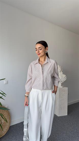 Vera Orj Model TaşIı Bej Gömlek
