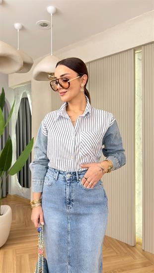Stew Kollar Kotlu Çizgili Gömlek