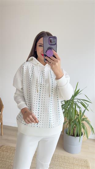 Marka Model Taşlı Scuba Sweat