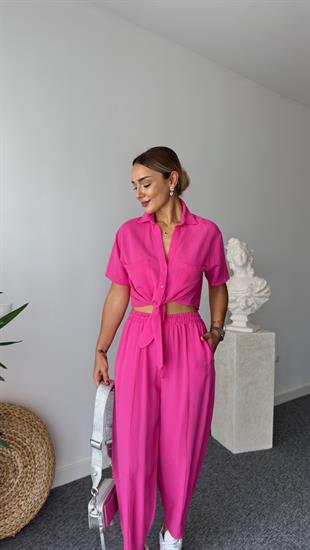 Lamo Bağlama Detaylı Gömlek Pantolon Takım