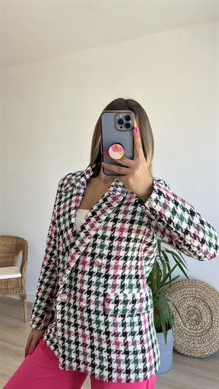 Renkli Tüvit Blazer Ceket 