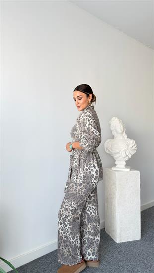 Rotha  Leopar Desenli Kuşaklı Jean Takım