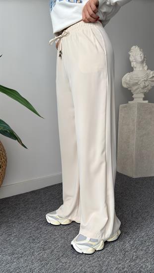 Carla Bel Lastikli Bej Palazzo Pantolon