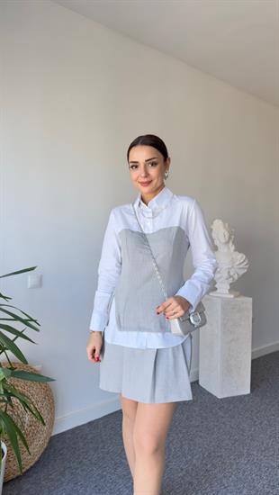 Lepi Gri Büstiyerli Gömlek