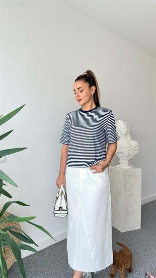 Çizgili Kısa Kol Massi Tshirt