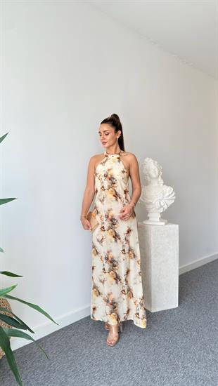 Essen Halter Yaka Desenli Elbise