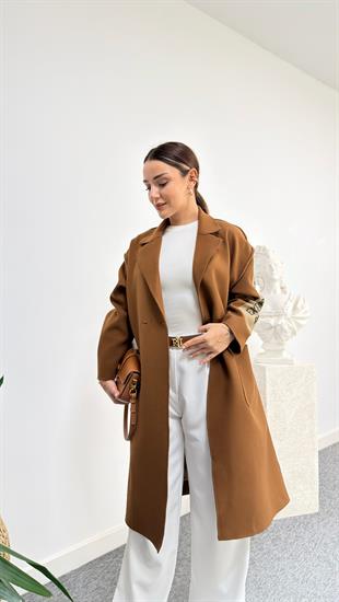Marike Orj Model Yazı Detaylı Astarlı Taba Kaban