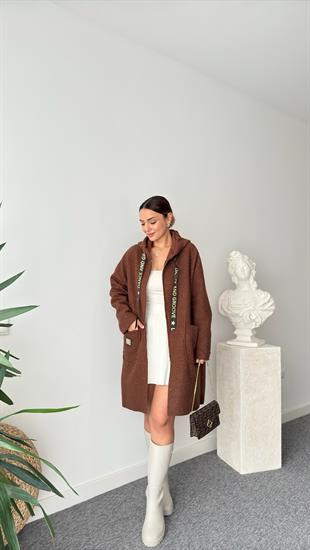 Arma Gold Detaylı Kahve Buklet Kaban