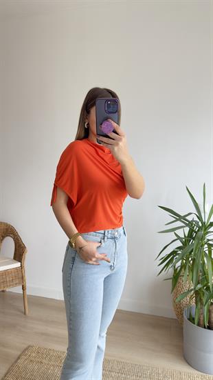 Zra Model Omzu Büzgülü Turuncu Bluz