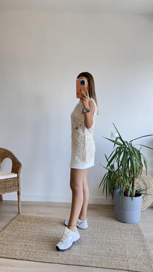 Marka Model Krem Dantel Bluz 