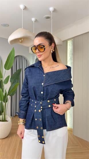 Iconi Düşük Omuz Kemerli Kot Gömlek