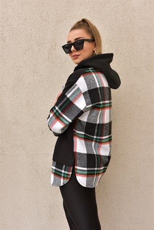 Ekose Garnili Siyah Sweatshirt