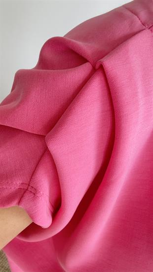 Pembe Kol Detaylı Tok Doku Modal Basic