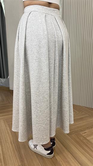 Jette Çift Fermuarlı Premium Gri Modal Etek