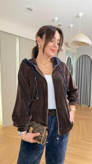 Slevi Kahve Lacivert Mix Premium Kadife Takım