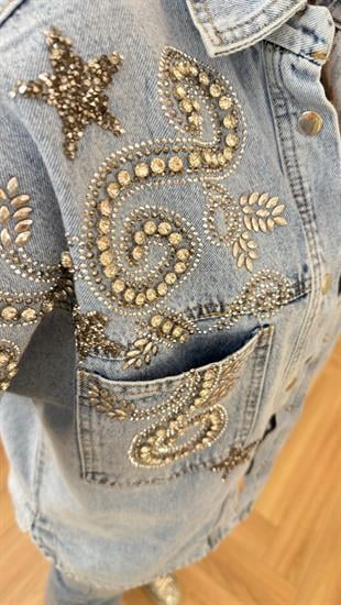 Prela Taş Motif İşlemeli Kot Ceket 