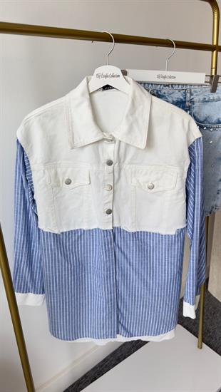 Diyo Garnili Çizgili Gömlek Ceket