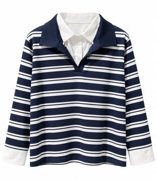 Lacivert Sadera Gömlek Detaylı Sweatshirt