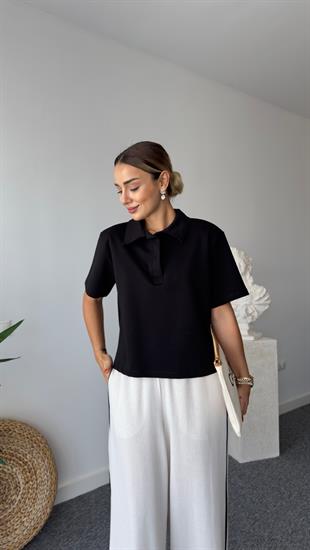 Polo Yaka Siyah Basic Tshirt