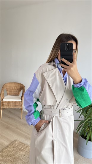 Garnili Krem Tasarım Trenchcoat